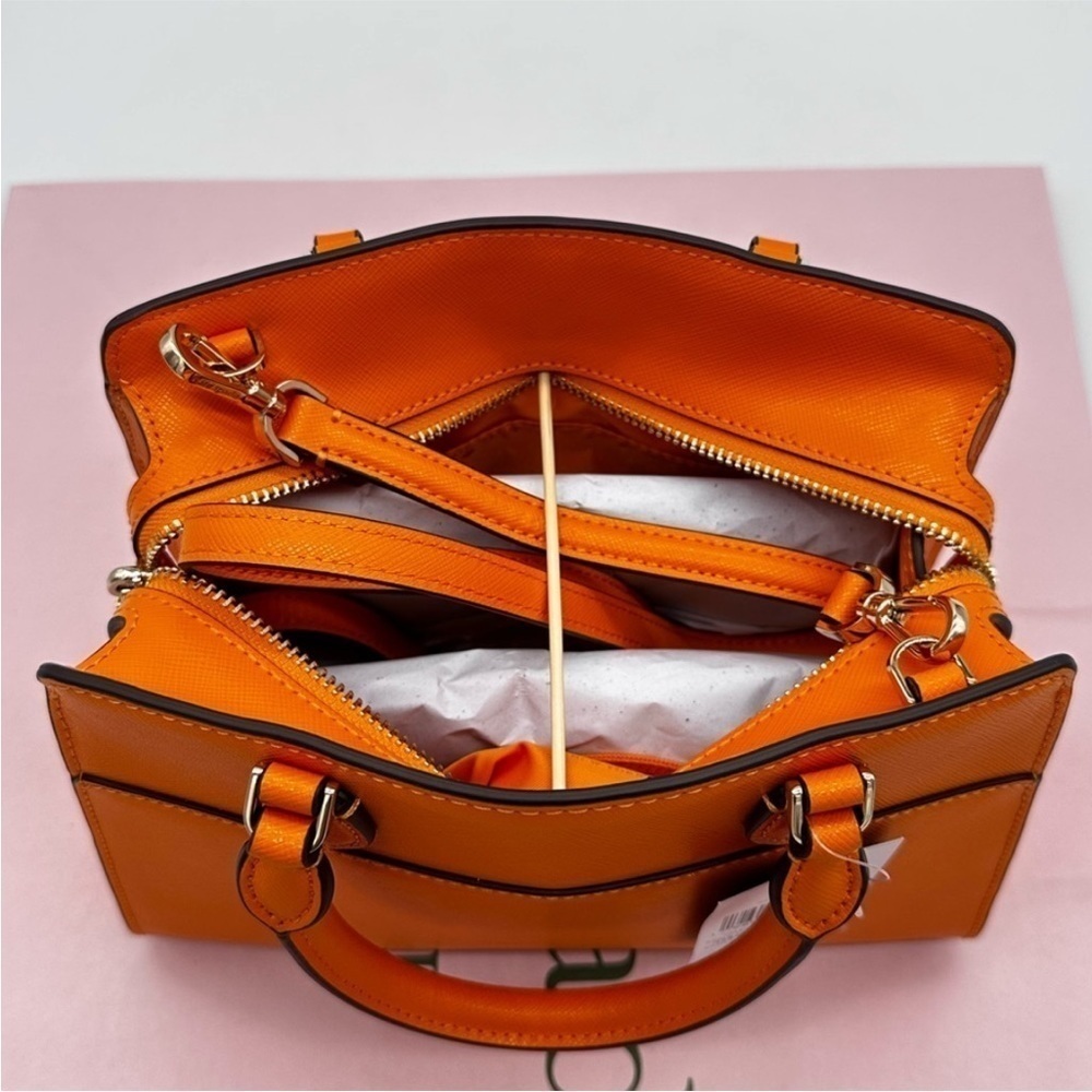 Kate Spade Madison Saffiano Leather
Small Satchel Bag Orange/Gold - Picture 9 of 10